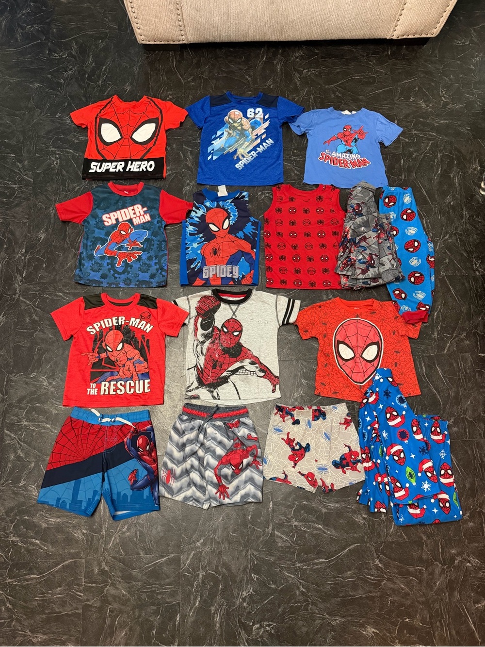 Marvel Kids Short Sleeve Spider-Man Tees & Shorts - Red, Blue, Gray